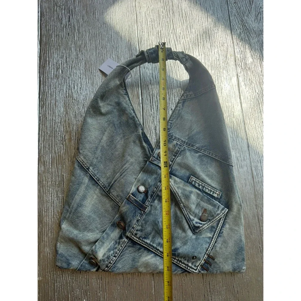Urban Revivo Denim Shoulder Bag Acid Wash Blue Jean Hobo Purse NWT UAYB50083